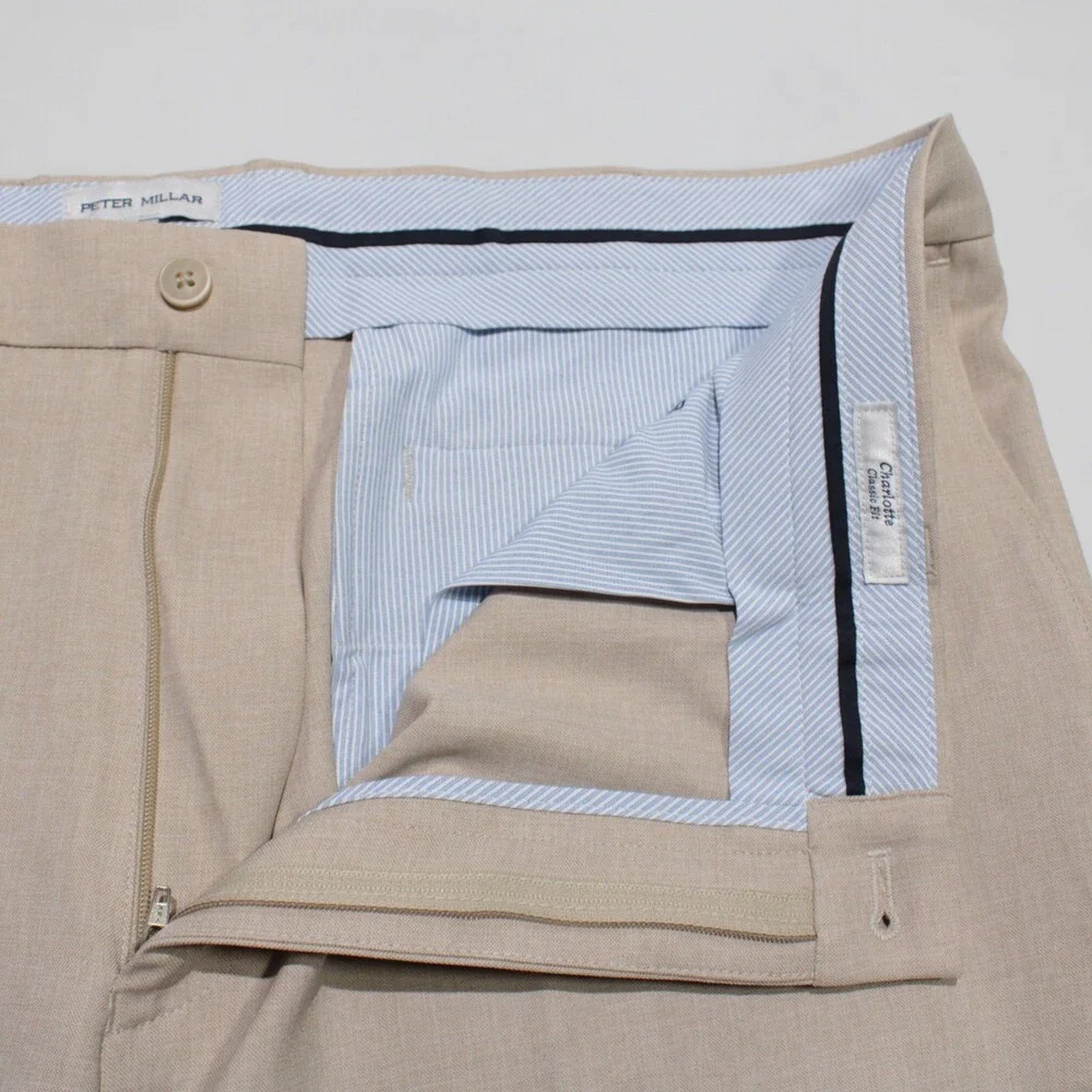 Peter Millar NWT Chinos / Casual Pants Size 40 US Charlotte Beige 100% Polyester